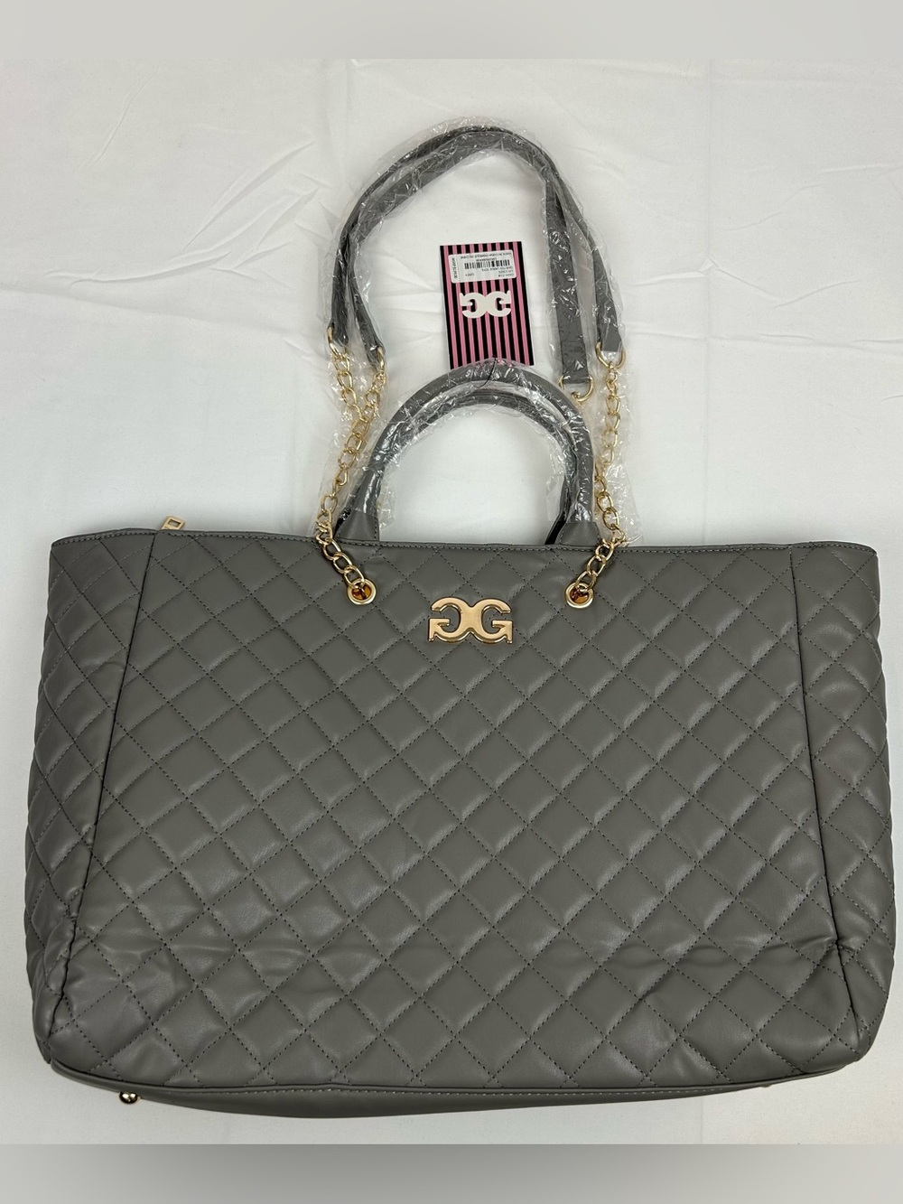*NEW* Gilda Paris Large Quilted Tote Satchel Grey - Picture 4 of 15